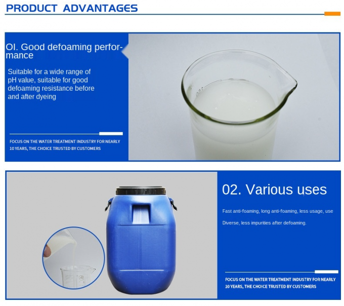 Industrial Grade Sewage Treatment Textile Printing Dyeing Foam Suppression Silicone Defoamer 3